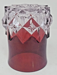 Victorian ruby stained 4″ Tall Ohara Diamond tumbler EAPG U174