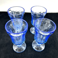 Vintage Indiana Glass Recollection Madrid Blue Stemmed Water Goblet Cup