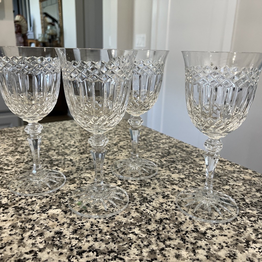 (4) Clara By Galway Irish Crystal Water Goblets 7.75”