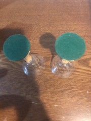 Vtg Set Of 2 Two Tone Wooden Stem Cordial Glasses Etched Flowers Handmade Base