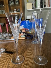 Thomas James Crystal Toasting Flutes «Happy Anniversary» Set 2 10″ Signed