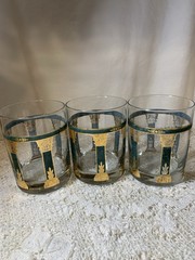 Vintage MCM Culver ATHENS Greek Green/ Gold Marble Columns Set Of 3