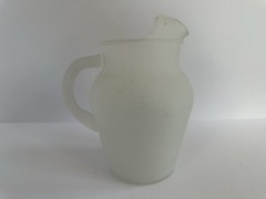 Vintage Gay Fad Frosted Pitcher Signed Geometric Windmill Pitcher Turquoise Gold