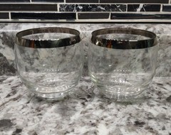 VTG 3 Pairs Silver Tone Rim Roly Poly Punch Glasses Dorothy Thorpe Mad Men