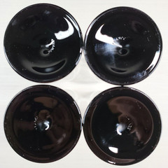 (4) Luminarc Domino Signature Black Fluted Champagne Set Elegant Cristal France