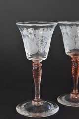 Steuben Crystal Rosa Stemware Cira 1920s Set Of 6 Van Dyke Red Wine Glasses
