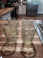 4 Anchor Hocking Green Depression Glass Princess Pattern 4 Inch Uranium Glow…