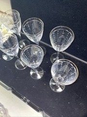Waterford Marquis Crystal Aillion Wine Glass Gold Trim Lot Of 7 – Two Sizes