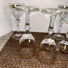 VTG MCM Gold Rimmed Cocktail Glasses 8 4 8” & 4 6” Barware