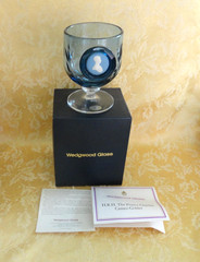Wedgwood Glass H.R.H. The Prince Charles Blue Jasper Cameo Goblet W/ Cert & Box