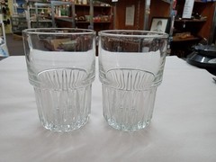 Pair Of 2 Vintage Libbey Duratuff 5″ Clear Glass Stackable Tumblers