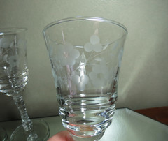 6- Rock Sharpe 3005-2 Etched Floral Water Goblets 1930-1940
