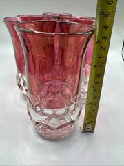Set of 6 Vintage Tiffin Kings Crown Ruby Flashed Iced Tea Tumblers 5.25” MCM