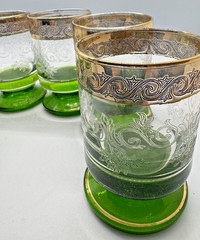 Vintage Brandy Sniffer Glasses Culver Ltd Glassware Toledo Pattern Scroll Design