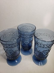 3 Studio Nova ADIRONDACK Blue Southwest Motif Footed Iced Tea Glasses