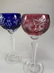 6 Nachtmann Bohemian Cut To Clear Wine Glasses 4 oz. W/ Original Boxes