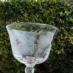 VTG Etched Crystal Champagne Coupe Glasses Set Of 11 Floral Cut Stemware Rock