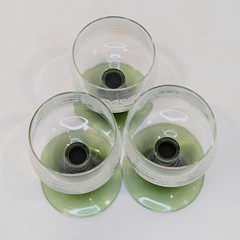 Vintage Roemer Green Beehive Stem Wine Glasses Small Grape Etched Set of 3