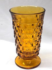 Indiana Glass Colony Whitehall Amber Cube Iced Tea / Beverage Glasses 6″ – Pair