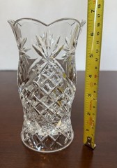 HEAVY Crystal Hurricane Candlestick Globe Fan Star and Hobnail- Scalloped Rim