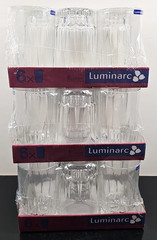 18) Luminarc Lancer 9 Oz Flat Tumblers Set Vintage Clear Cut Cristal Arcoroc Lot