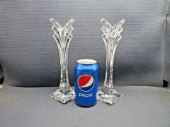 Mikasa Crystal Deco Pattern Set of 2 Candlesticks 9 3/8″ tall