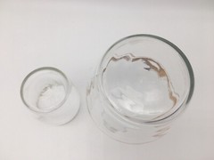 Vintage Tumble Up Carafe & Libbey Tumbler Bedside Water Clear Gold Glass Set 7″