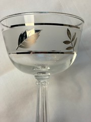 Set of 8 Vintage Libbey Style Silver Leaf Champagne Coupe Sherbet Glasses 5”