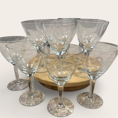 Set of 12 Etched Crystal Wine Glasses Monogram “B” Elegant Stemware Entertaining