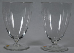 Set of (2) Fine Crystal Wine Glasses 12 oz Cut Wheet Floral Design Germany