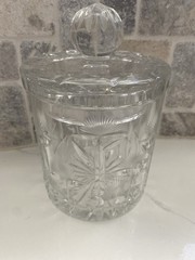 Vintage Hand-Cut 24% Lead Crystal Lidded, Made in Poland Starburst Floral Design