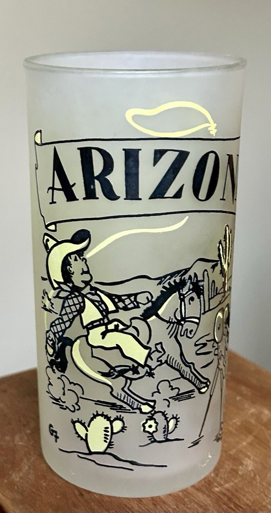 Hazel Atlas Vintage Arizona Souvenir 5-inch Frosted Glass