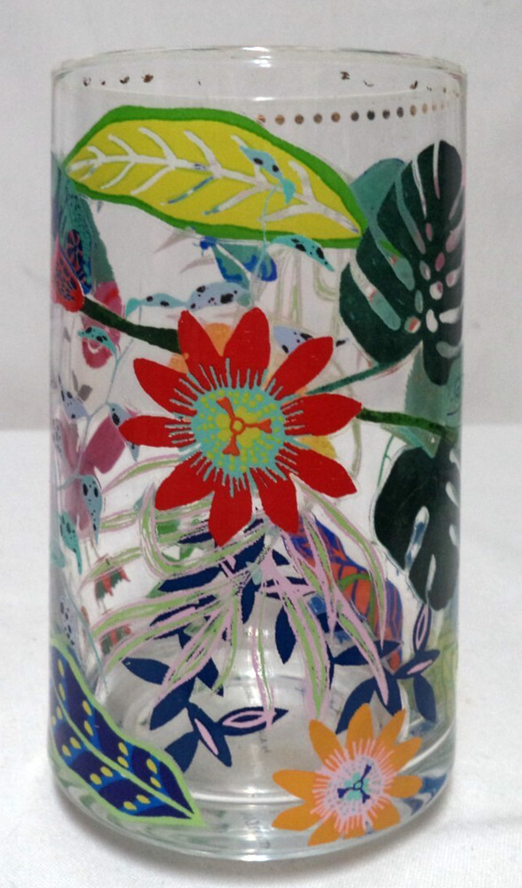 Anthroplogie Mallory juice water tumbler Butterfly Gecko Flowers 5.2″ NWT NEW