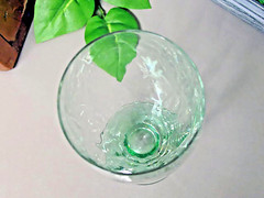 Heisey Old Dominion 3380 Clear Tumbler Green Base Diamond Optic Soda Glass