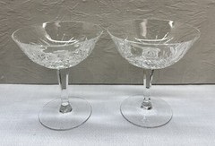 2 GORHAM “CHERRYWOOD” SHERBET/SAUCER CHAMPAGNE – Clear, 4.75 Inch, Signed
