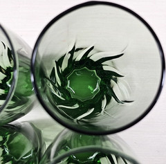 4 Anchor Hocking Central Park Ivy Green Iced Tea Set Swirl Wave Flat Tumbler Lot