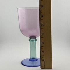 Vintage PrecisionCraft Acrylic Tri-Color Goblet Stemmed Glasses Rare Set Of 6