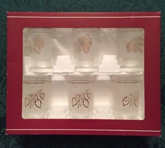 Set Of 6 DeValBor Fine Italian Windrose Gold Leaf Small /Shot Drinking Glasses