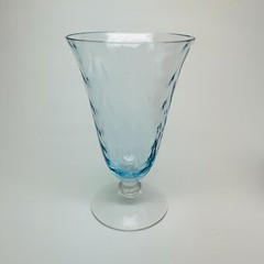 Vtg FOSTORIA GLASS «WAVECREST BLUE» CRYSTAL ICED TEA STEM 6-1/8″ Optic Wave