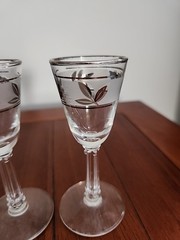 Libbey Cordial Glasses Silver Leaf Foliage – Set of 4 Vintage Grannycore MCM