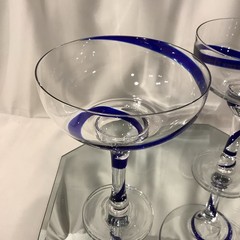 Pier 1 Cobalt Blue Swirl Swirline Margarita Glass – Set of 3