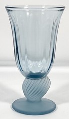 3 Fostoria CAPTIVA Blue FROSTED Sea Shell Stem Water WINE Tea Goblets 5 7/8″ Vtg