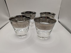 4 Vintage MCM Atomic Temporama Canonsburg Silver Band 8oz Cocktail Glasses