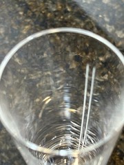 Orrefors VERSAILLES Champagne Flute 8 7/8″ Etched Flowers Lines Pale Rose Stem