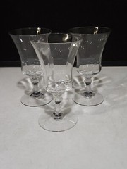 SET OF 3- Cambridge Glass GADROON Clear (3500) 6.5″ Footed Tumblers 9 ounces