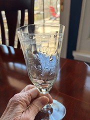 VINTAGE SET OF THREE CRYSTAL WHEEL CUT FOOTED ICED BEVERAGE GLASSES 6-1-4″