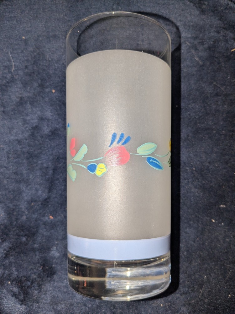 Floral Expressions 16 OZ FROSTED GLASS TUMBLER by Hearthside New Replacement