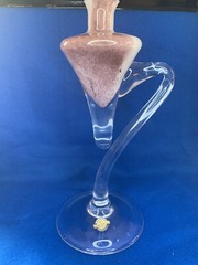 Bleikristall 24% Peter Kaspar Hand Blown Art Glass Pink Purple Candle Holder