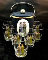 Golfers Women Ladies Vinyl Ice Bucket Matching Old Fashioned Glasses (7)
