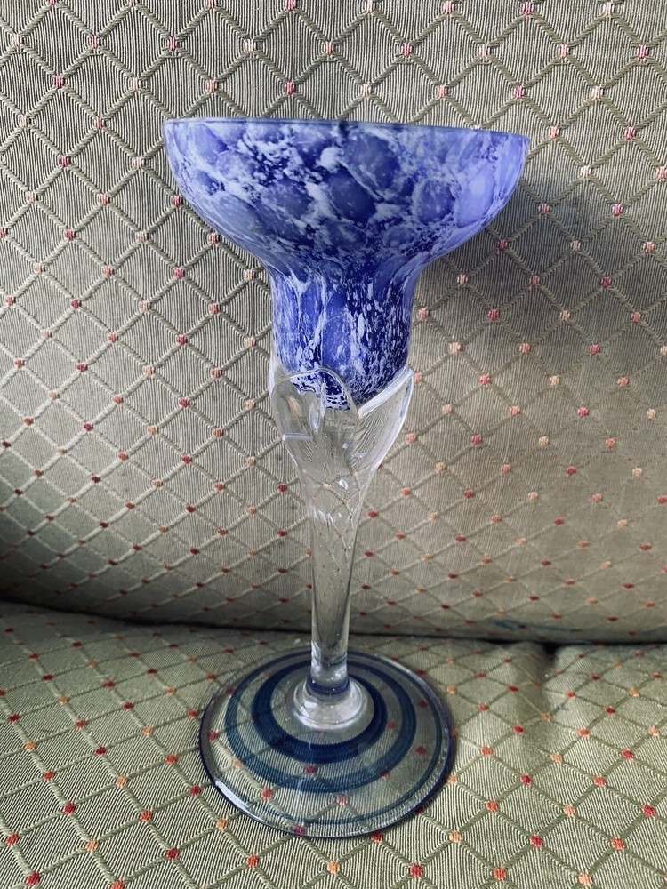 Studio Glass Blue And White Goblet 🍷